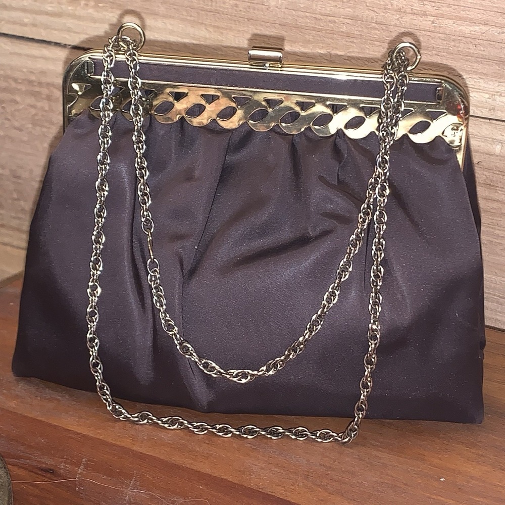 Vintage 60s Lewisette Handbag Women Small Brown Gold LIned Purse Shoulder Bag
